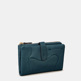 Cartera mediana de mujer en piel azul