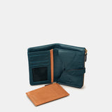Cartera mediana de mujer en piel azul