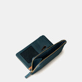 Cartera mediana de mujer en piel azul