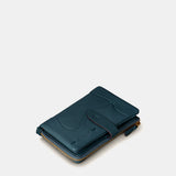 Cartera mediana de mujer en piel azul