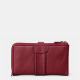 Cartera grande de mujer en piel burdeos