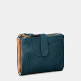 Cartera pequeña de mujer en piel azul