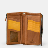 Cartera grande de mujer en piel cognac