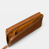 Cartera grande de mujer en piel cognac