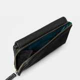 Kleine Damenbrieftasche aus schwarzem Leder.