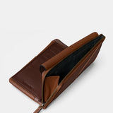 Cartera grande de mujer en piel cognac