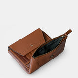 Cartera mediana de mujer en piel cognac