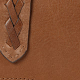 Große Damenbörse aus cognacfarbenem Leder.