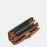 Cartera mediana de mujer en piel cognac