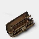 Cartera mediana de mujer en piel verde