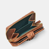Cartera pequeña de mujer en piel cognac