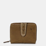 Piccola borsa da donna in pelle verde.