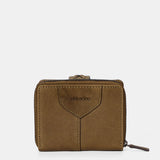 Piccola borsa da donna in pelle verde.
