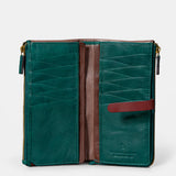 Cartera grande de mujer en piel verde