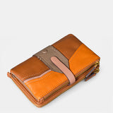 Cartera mediana de mujer en piel cognac
