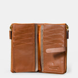 Cartera mediana de mujer en piel cognac