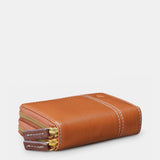 Cartera pequeña de mujer en piel cognac