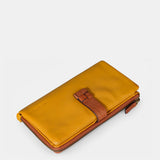 Large women's wallet in yellow leather.