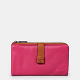 Large women's wallet in fuchsia leather.