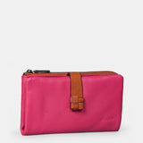 Large women's wallet in fuchsia leather.