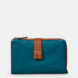 Cartera mediana de mujer en piel azul