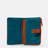 Cartera mediana de mujer en piel azul