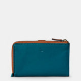 Cartera mediana de mujer en piel azul