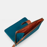 Cartera mediana de mujer en piel azul