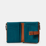 Piccola pochette da donna in pelle blu.