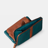Cartera mediana de mujer en piel azul