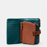 Cartera mediana de mujer en piel azul