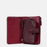 Cartera mediana de mujer en piel burdeos