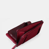 Cartera mediana de mujer en piel burdeos