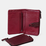 Cartera mediana de mujer en piel burdeos