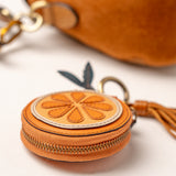 Llavero charm orange en piel naranja