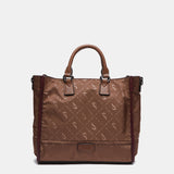 Shopper bag in recycled materials taupe