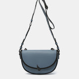 Half moon shoulder bag in blue recycled materials