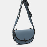Half moon shoulder bag in blue recycled materials