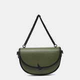 Half moon shoulder bag in green recycled materials