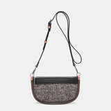Bandolera media luna de tweed en marrón