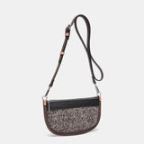 Bandolera media luna de tweed en marrón