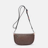 Bandolera media luna de tweed en marrón