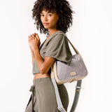 Shoulder bag in recycled materials in blue