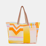Beach bag with geometric print in orange