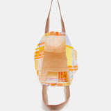 Beach bag with geometric print in orange