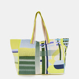 Borsa da spiaggia con stampa geometrica in verde