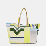 Borsa da spiaggia con stampa geometrica in verde