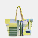 Borsa da spiaggia con stampa geometrica in verde