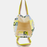 Borsa da spiaggia con stampa geometrica in verde