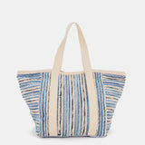 Strandtasche mit blauem Streifenmuster